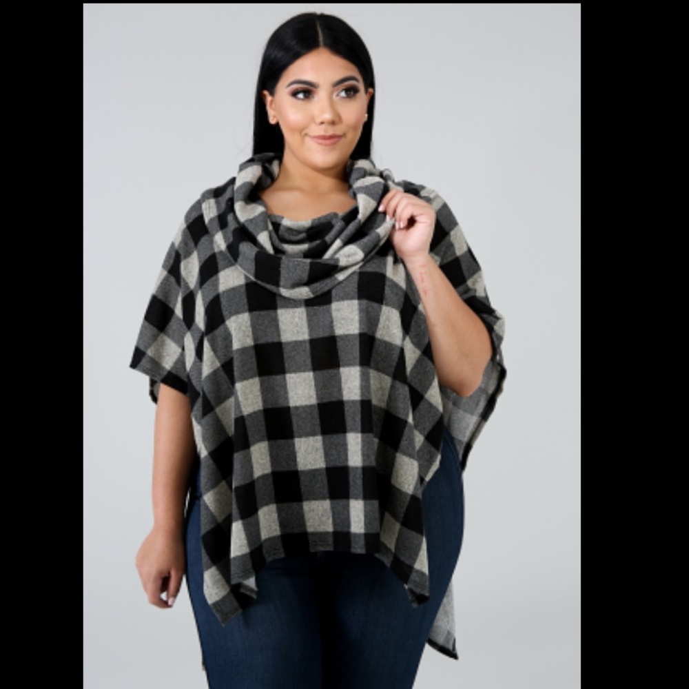 Plaid Poncho Sweater